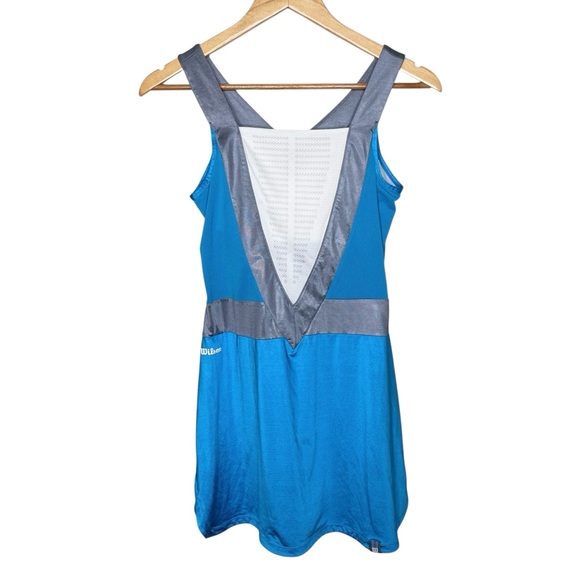 Wilson Blue White Gray Shelf Bra Tennis Dress - Picture 5 of 14